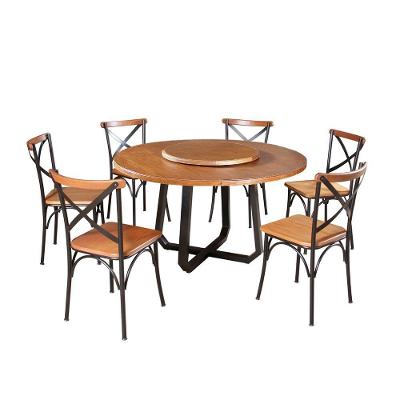 Mesa Jantar Redonda Prato Giratório Clarisse 1,60M 6 Cadeiras Paris Base Alumínio Castanho - Marrom