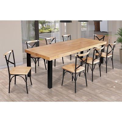Mesa Jantar Retangular Industrial 2M Arlete Com 8 Cadeiras Paris Base Alumínio - Natural - Marrom