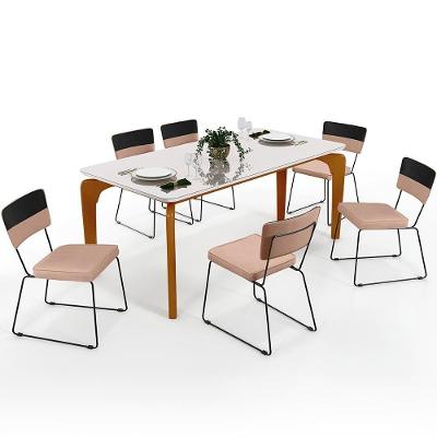 Mesa De Jantar Capri 160 Off White 6 Cadeiras Preto Rosê