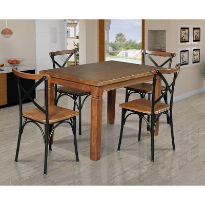 Mesa Jantar Retangular Aurora 120X80 Com 4 Cadeiras Paris Base Alumínio - Castanho - Marrom