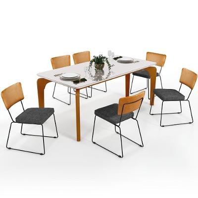 Mesa Capri 160cm Off White E 6 Cadeiras B05 WhiCinza Escuro