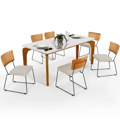 Mesa Capri 160cm Off White Com 6 Cadeiras B05 WhiChampagne