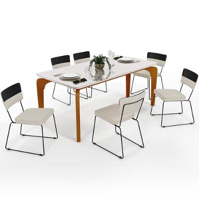 Mesa Capri 160cm Off White Com 6 Cadeiras Preto Champagne