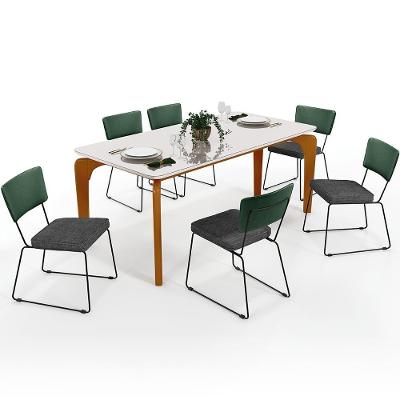Mesa 160cm Off White E 6 Cadeiras Verde Musgo Cinza Escuro
