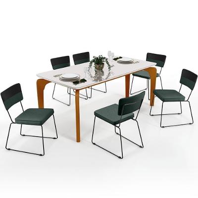 Mesa Capri 160cm Off White 6 Cadeiras B05 Preto Verde Musgo
