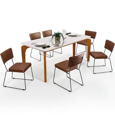 Mesa Capri 160cm Off White Com 6 Cadeiras B05 Marrom