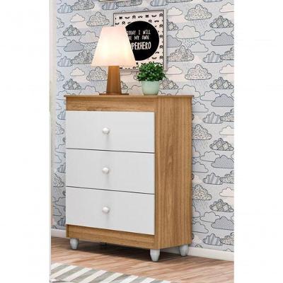 Cômoda Infantil Ternura 3 Gavetas Nature Branco