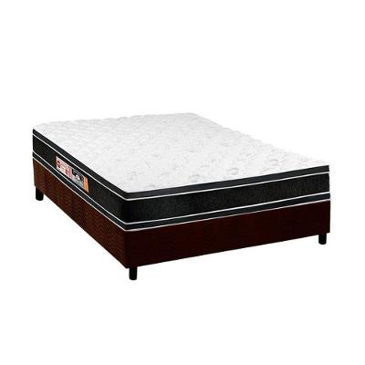 Cama Box Casal: Colchão Espuma D33 Castor Black e White Double Face + Base CRC Suede Brown(138x188)