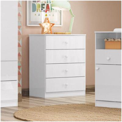 Cômoda Infantil 04 Gavetas Amarelinha Henn Branco