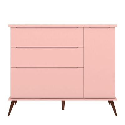 Cômoda Infantil Com 1 Portas E 3 Gavetas Melinda Cor Rosê Phoenix Baby