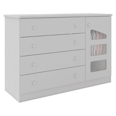 Cômoda Infantil Com 1 Porta E 4 Gavetas Eloisa Cor Branco Phoenix Baby