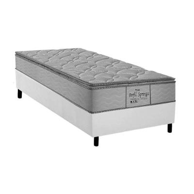 Cama Box Solteiro: Colchão Molas MasterPocket Ensacadas Probel  Perfil Springs Premium White + Base CRC Courano White(88x188)