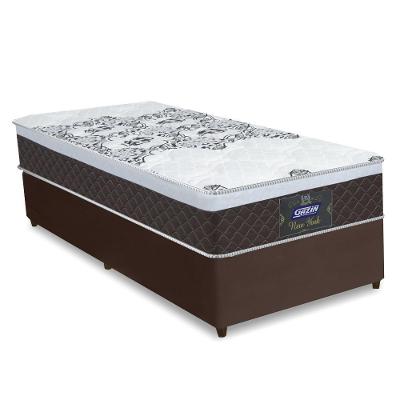 Cama Box Solteiro Molas Ensacadas New York 88x188x66cm Marrom / Branco