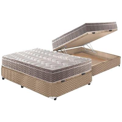 Cama Box Baú Casal: Colchão Espuma Paropas D33 / EP Confort Ultra Firme + Base CRC Suede Clean(138x188)