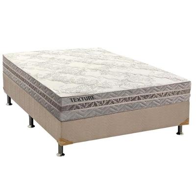 Cama Box Casal: Colchão Molas Paropas MasterPocket Ensacadas Texture + Base CRC Suede Bege(138x188)
