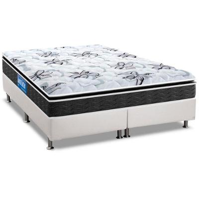 Cama Box Queen: Colchão Espuma Probel D40 Guarda Costas Premium Hiper Firme + Base CRC Courano White(158x198)