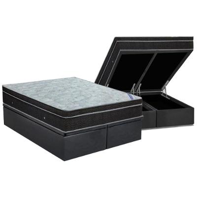 Cama Box Baú King: Colchão Molas Bonnel Ortobom Nanolastic Light + Base Crc Suede Gray(186x198)
