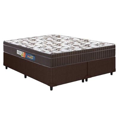 Cama Box Queen: Colchão Espuma Polar D45 Pérola Brown + Base CRC Courano Brown(158x198)