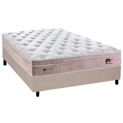 Cama Box Casal: Colchão Molas Ensacadas Plumatex MasterPocket Miami + Base CRC Suede Clean(138x188)