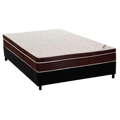 Cama Box Casal: Colchão Ortopédico Ortobom Exclusive OrtoPillow + Base CRC Suede Black(138x188)