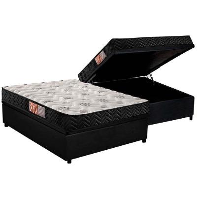 Cama Box Baú Casal: Colchão Espuma Paropas D33 Pasquale + Base CRC Suede Black(138x188)