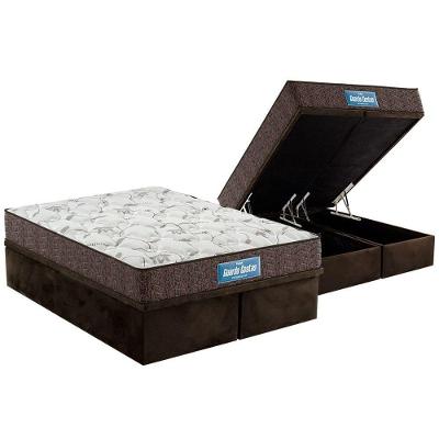 Cama Box Baú Queen: Colchão Ortopédico Probel D28 / EP Guarda Costas PróMiddle Double Face + Base CRC Suede Brown(158x198)