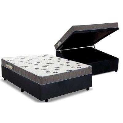 Cama Box Baú Casal: Colchão Espuma D33 Ortobom Light Saúde + Base CRC Suede Black(138x188)