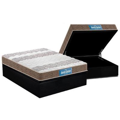 Cama Box Baú Casal: Colchão Anatômico Probel D33 / EP Guarda Costas PróIntense Double Face + Base CRC Suede Black(138x188)