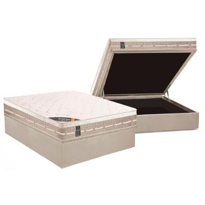 Cama Box Baú Casal: Colchão Molas Bonnel Castor Premium Tecnopedic + Base CRC Suede Clean(138x188)