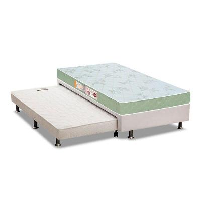Cama Box c/Auxiliar Solteiro: Colchão Espuma Castor D33 Sleep Max + Base CRC Courano White(88x188)