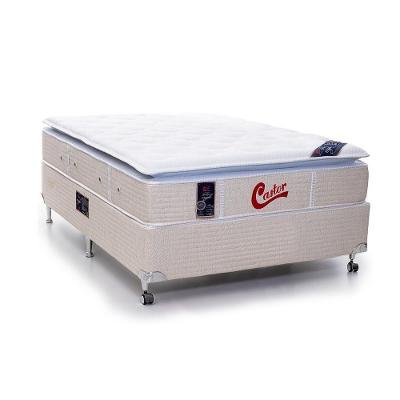 Cama Box + Colchão Castor Casal Super Luxo Vitagel One Face Pocket 138x188x56cm