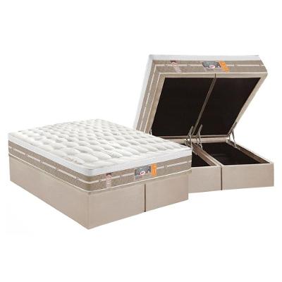Cama Box Baú King: Colchão Molas Ensacadas Castor Pocket Silver Star Air One Face + Base CRC Suede Clean(193x203)