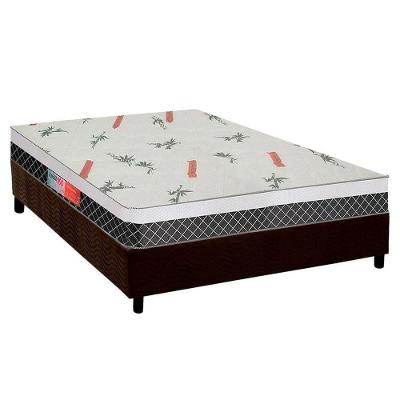 Cama Box Casal: Colchão Espuma Plumatex D28/EP Anatômico Falcon Ultra Firme + Base CRC Suede Brown(138x188)