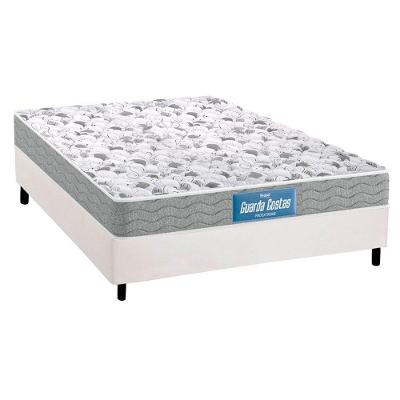 Cama Box Casal: Colchão Espuma Probel D45/EP Guarda Costas Próextreme Double Face + Base CRC Courano White(138x188)
