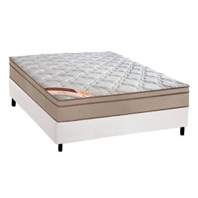 Cama Box Casal: Colchão Molas Pocket Ensacadas Castor  Revolution Híbrido + Base CRC Courano Branco(138x188)