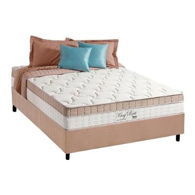 Cama Box Casal: Colchão Molas MasterPocket Ensacadas Anjos   King Best + Base CRC Suede Bege(138x188)