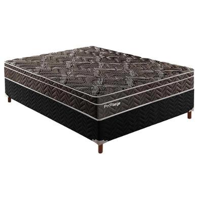 Cama Box Casal: Colchão Molas Paropas MasterPocket Ensacadas Privilege + Base CRC Suede Black(138x188x25)