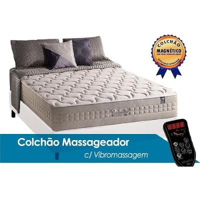 Cama Box Casal: Colchão Molas MasterPocket Ensacadas Anjos   Commodite Magnético c/ Vibro Massagem+ Base CRC Courano White(138x188)
