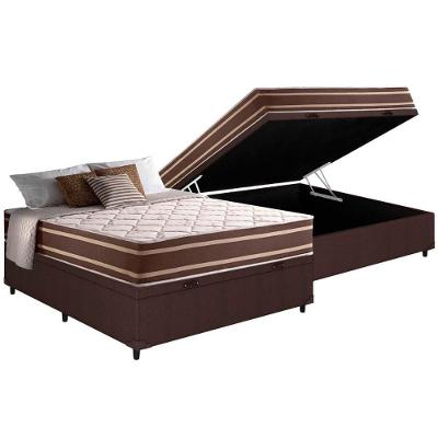 Cama Box Baú Casal: Colchão Molas Anjos Superlastic Duo Sono + Base CRC Courano Brown(138x188)