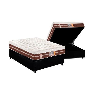 Cama Box Baú Casal: Colchão Molas Pocket Ensacadas Castor  Silver Star Air Híbrido + Base CRC Courano Black(138x188)