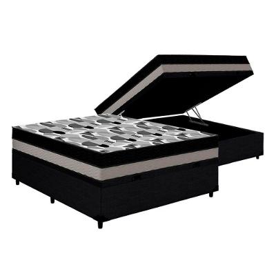 Cama Box Baú Casal: Colchão Espuma Ortobom D33 / EP ISO 100 Double Face + Base CRC CouranoBlack(138x188x20)