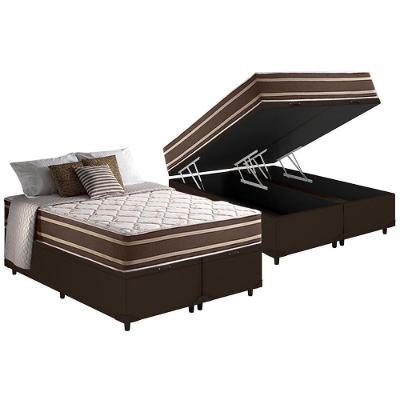 Cama Box Baú King: Colchão Molas Masterpocket Ensacadas Anjos Duo Sono +base Courano Brown(193x203)