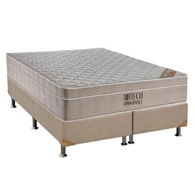 Cama Box Queen: Colchão Molas SuperPocket Ensacadas Ortobom  Fort Airtech Spring + Base CRC Suede White(158x198)