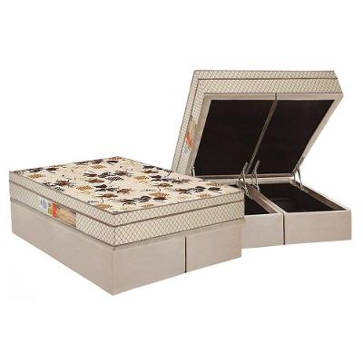 Cama Box Baú Queen: Colchão Ortopédico Polar D28 / EP Orthoface Firme + Base CRC Suede Clean(158x198)