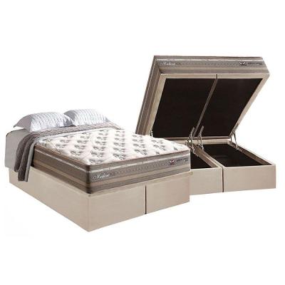 Cama Box Baú King: Colchão Molas Herval Maxspring Moskow + Base CRC Suede Clean(193x203)