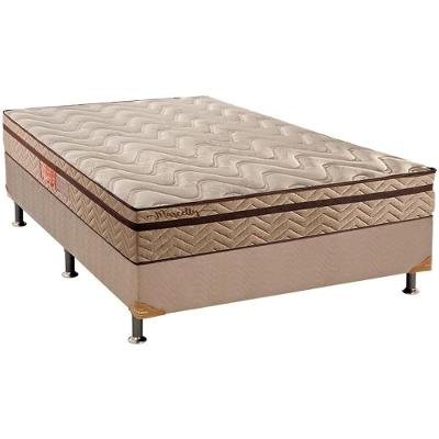 Cama Box Casal: Colchão Molas MasterPocket Ensacadas Paropas   Marcelly Ibiza + Base CRC Suede Bege(138x188)