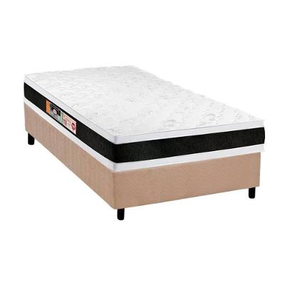Cama Box Solteiro: Colchão Espuma Castor D45 Black e White AIR Double Face + Base CRC Suede Clean(88x188)