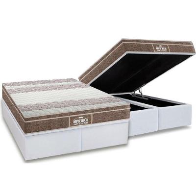 Cama Box Baú Queen: Colchão Espuma Probel D33 / Ep Guarda Costas Plus + Base White(158X198)