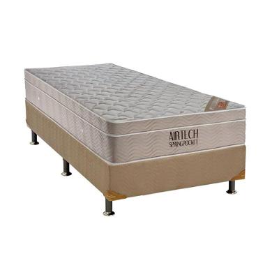 Cama Box Solteiro: Colchão Molas Ensacadas Ortobom SuperPocket Fort Airtech Spring + Base CRC Suede Clean(88x188)