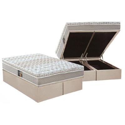 Cama Box Baú King: Colchão Molas Ensacadas Castor Pocket Class + Base CRC Suede Clean(193x203)